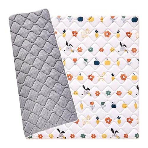VIVIDVIBEBEARPAS Odorless Premium 50" x 50" Foam Play Mat, Thick One-Piece Crawling Mat, Non-Slip Cushioned Playmat for Infants, Babies, Toddlers - Machine Washable