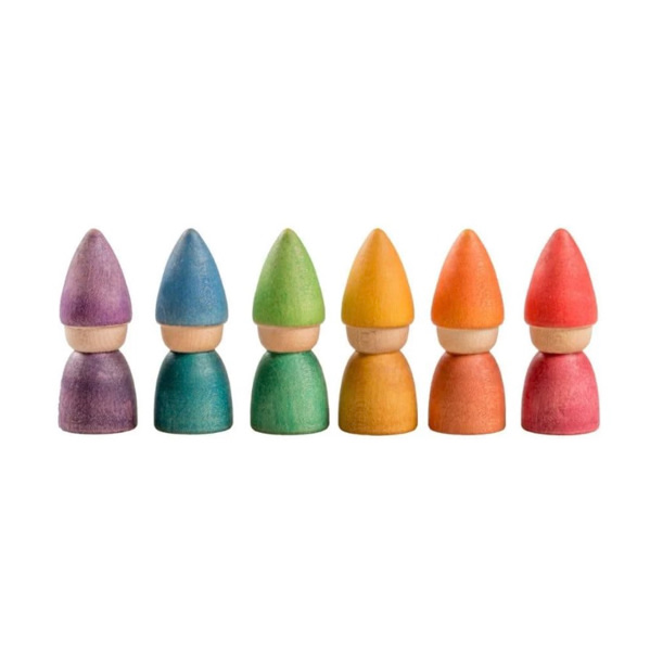 6 Wooden Rainbow Tomten Figures - Grapat