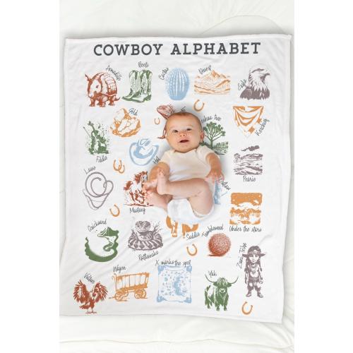 Kids Cowboy Alphabet Blanket, Western Nursery Boy Blanket, Baby Blanket, Gift For Baby And Toddlers, Newborn Baby Shower Gift, Soft Throw