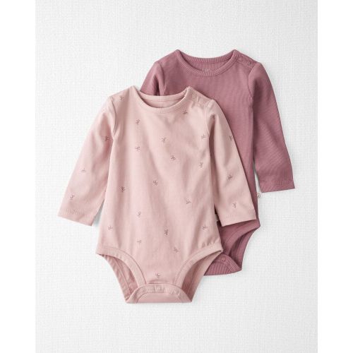 Desert Mauve, Perfect Pink Baby 2-Pack Organic Cotton Rib Bodysuits in Bows | Carter’s Oshkosh Canada