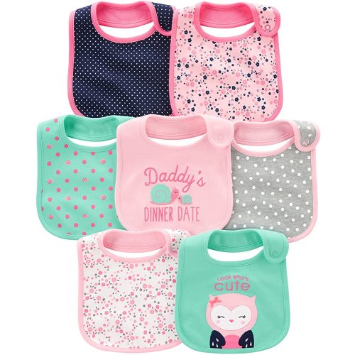 Simple Joys by Carter's Baby Girls' Teething Bibs, Pack of 7