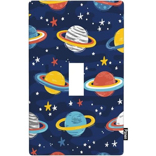 Cartoon Planets Light Switch Cover Plate Outer Space Starry Galaxy Nebula Single Toggle Wall Plate 1 Gang Switchplate Home Decor for Living Room Kitchen 4.5"x 2.76"