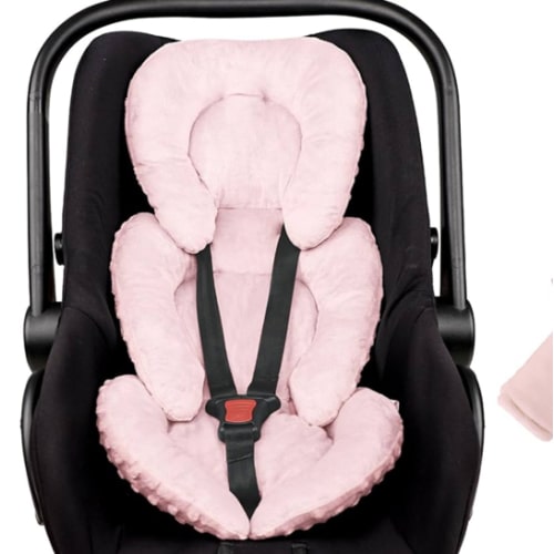 Infant Car Seat Insert Head and Body Support, GFU Reversible Newborn Insert for Carseat with Strap Pads, Soft Stroller Cushion Pillow Insert for Boys and Girls, Fits for Stroller, Swing, Pink