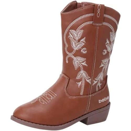 bebe Girls Cowboy Boots - Classic Western Country Cowgirl Boots - Mid Calf Riding Shoes for Toddlers Little and Big Girls