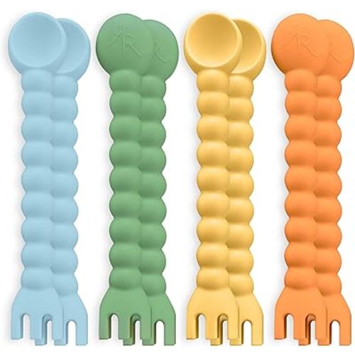 Ryan & Rose Cutie Tensils Baby Spoon and Fork (Rocket, 8 Pack)