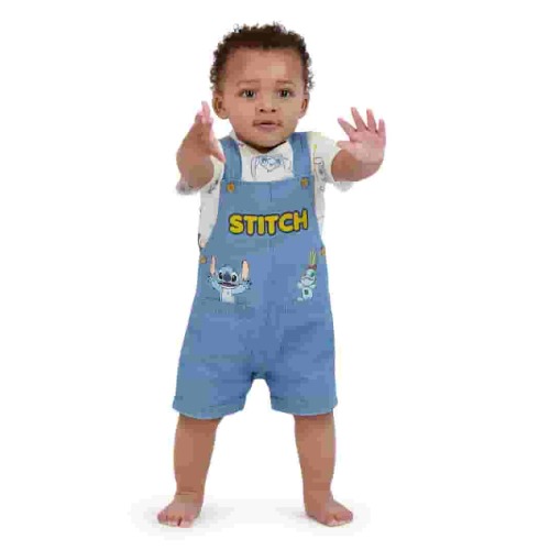Disney Stitch Baby Boy Shortall Set - Sizes 0/3-24 Months