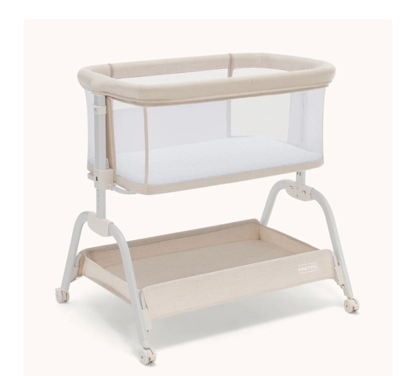 HARPPA Cuddly Lite | 2-in-1 Baby Bassinet & Bedside Sleeper for Newborns with Anti-Reflux Mattress | Adjustable Height, Attaches to Bed, CPSC Certified, Tool-Free Setup & Portable Wheels | Safe Co-Sleeping, Compact Design for Small Spaces, Ideal for Newbo