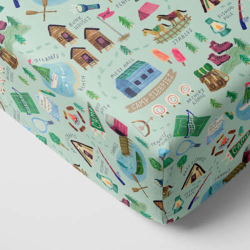 Green Camp Sleepies Fitted Crib Sheet