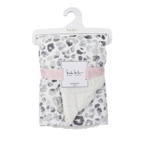 Nicole Miller Cheetah Printed Mink/Faux Shearling Backing Kids' Throw Blanket - Gray