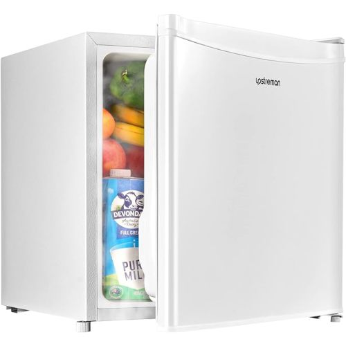 Upstreman 1.7 Cu.ft Mini Fridge with Freezer, Adjustable Thermostat, Energy Saving, Low Noise, Single Door Compact Refrigerator for Dorm, Office, Bedroom, White-FR17