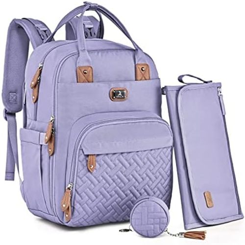 Diaper Bag Backpack with Portable Changing Pad, Pacifier Case and Stroller Straps