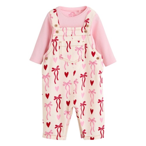 Kids' Bow Overalls & Bodysuit Set