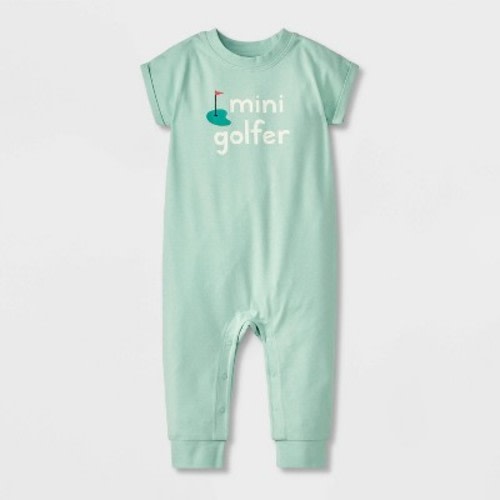 Baby Girls' Mini Golfer Romper - Cat & Jack™ Light Green Newborn