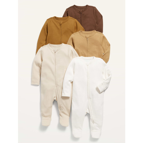 Unisex 2-Way-Zip Sleep & Play Footed One-Piece 5-Pack for Baby | Old Navy