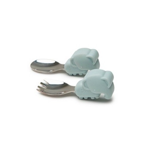 Loulou Lollipop 2pk Toddler Learning Spoon/Fork Set - Elephant