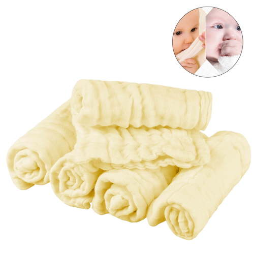 Cotton Gauze Towels Cozival 6-Layer Cotton Gauze Towels - Ultra-Soft Muslin Washcloths for Babies | Hypoallergenic Newborn Towels for Sensitive Skin - Ideal for Bathing, Swaddling & Burping, Yellow