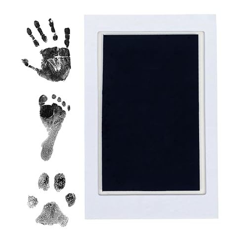 Pearhead Newborn Baby Handprint and Footprint Kit - No Mess Clean-Touch Ink Pad With Impression Cards, Safe for Skin, Perfect Keepsake for Family, Acid-Free, Smudge-Proof, Black, 3 Piece Set