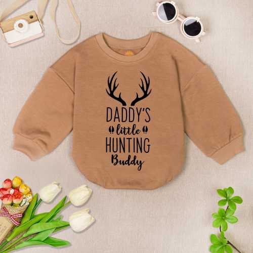 Daddy's Little Hunting Buddy Baby Romper Sweater, Hunting Boy Baby Bodysuit, Baby Boy Clothing, Baby Shower Gift