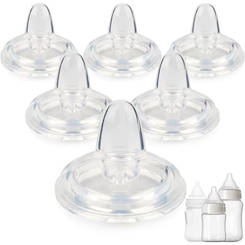 Sippy Spout Nipple for Evenflo Balance Plus Wide Neck Baby Bottles&Glass Bottle,Variable Flow, Silicone Conversion Nipples,6+ Months,6 Count