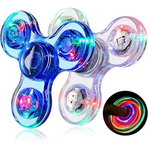 Gigilli Fidget Spinners for Kids 2 Pack, Light up Sensory Fidget Toys Adults Kid 4-8-12, Glow in The Dark ADHD Autism Toys 5-7 Boys Girls, LED Classroom Prizes Party Favors Mini Fidgets for Toddler