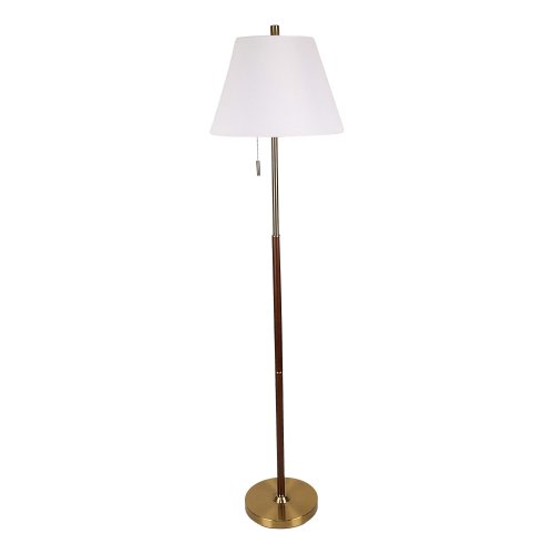 Origin 21 61.5-in Brass Shaded floor lamp Floor Lamp with Linen Shade