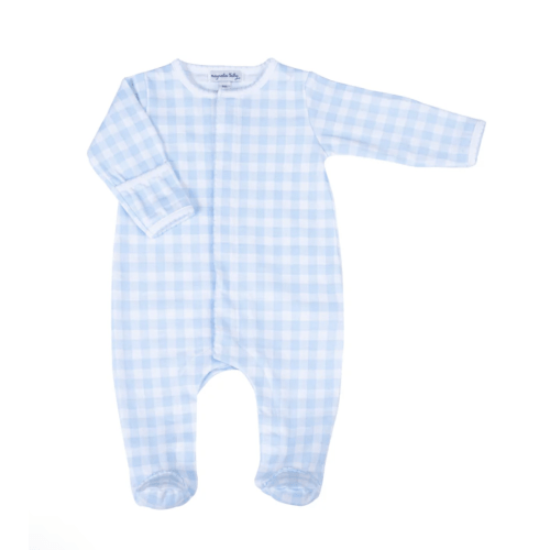 Baby Checks Footie - Blue - 6 months