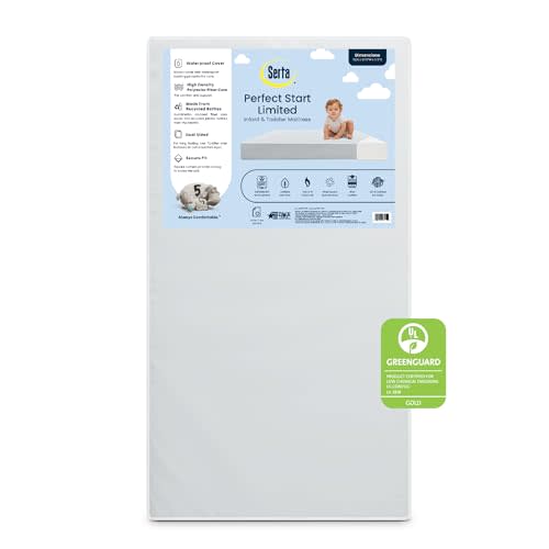 Serta Perfect Start Limited Dual Sided Baby Crib Mattress and Toddler Mattress, Breathable Fiber Core, GREENGUARD Gold Certified, Waterproof, 7 Year Warranty, Made in USA