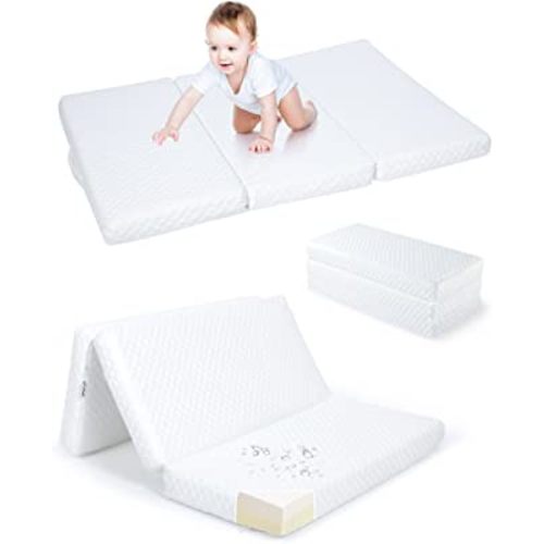 Forias Pack and Play Mattress, Trifold Pack n Play Mattress for Travel, Portable Playard Mattress for Graco Pack n Play, Memory Foam Foldable Playpen Mattress Pad with Washable Cover 38X26X2.5