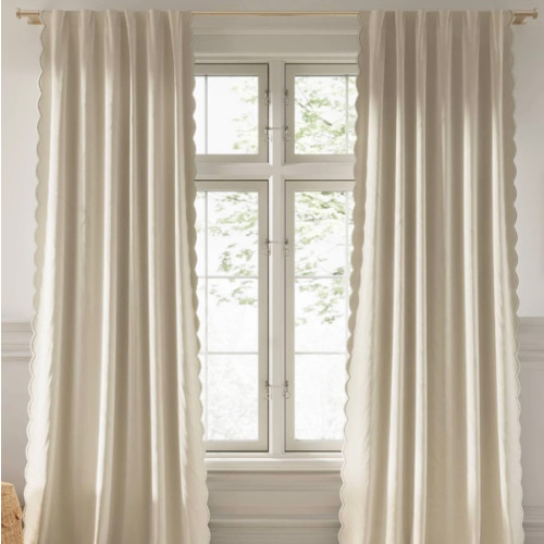 Scallop Edge Blackout Curtain - sand
