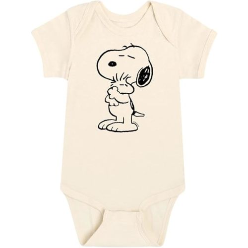 HYBRID APPAREL - Peanuts - Snoopy Loves Woodstock - Infant Baby One Piece - Natural - Newborn