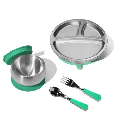Stainless Steel Rainbow Baby Gift Set Green
