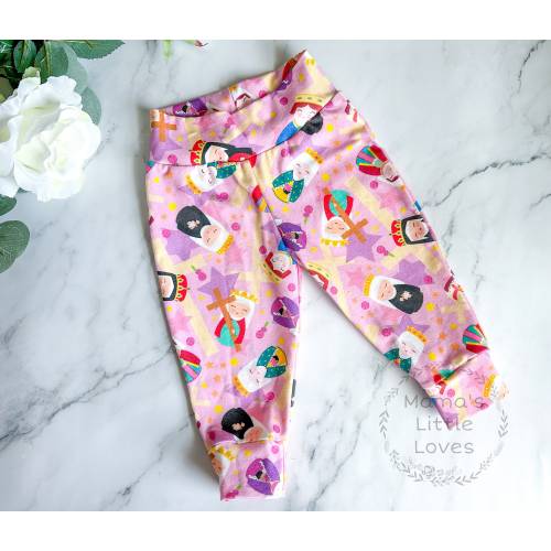 Princess and Queen Saints - Pink - Baby Jogger Pants - Catholic Baby Gift - Baptism - Baby Shower