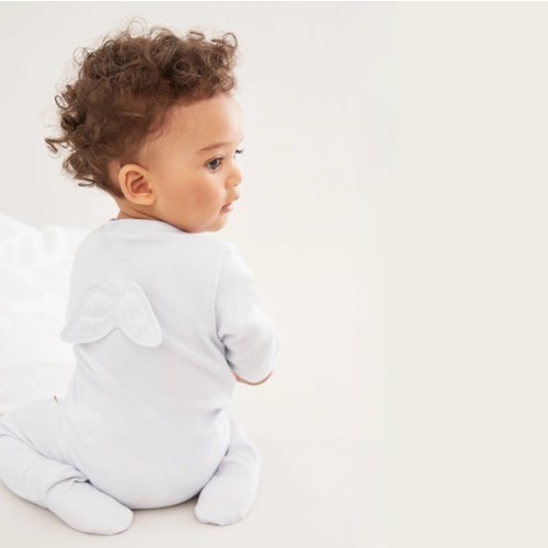 Angel Wing™ Pointelle Sleepsuit - Blue | Marie-Chantal (0 Months)