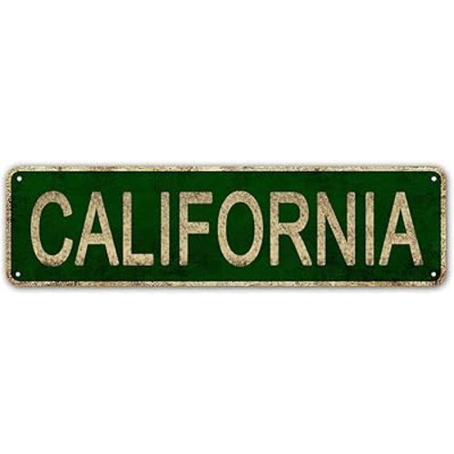 LINStore California Sign, America State Name Vintage Metal Tin Sign, Wall Decor for Office/Home/Classroom - Best Decor Gift Ideas for Women Men Friends 4x16 Inches