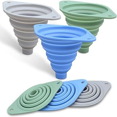 Kitchen Funnel Set 3 Pack,Funnels for Kitchen Use Filling Bottles,Silicone Funnel Collapsible,Small Funnels for Filling Small Bottles