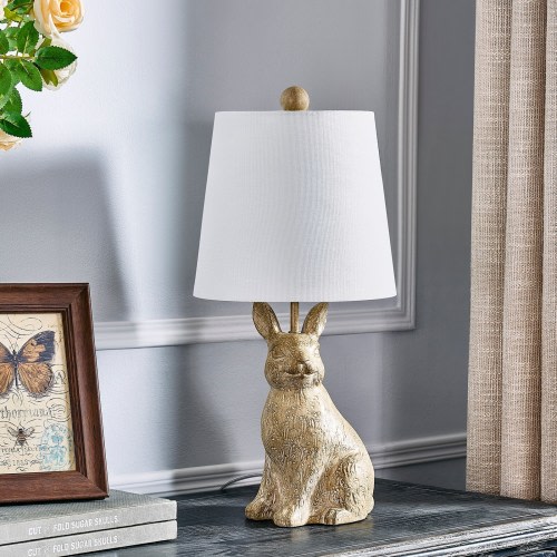 19"H Light Brown Resin Rabbit Table Lamp With Shade - 9" x 9" x 19"