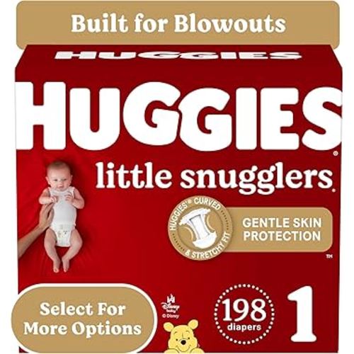 Huggies Size 1 Diapers, Little Snugglers Diapers, Size 1 (8-14 lbs), 198 Ct (6 packs of 33)