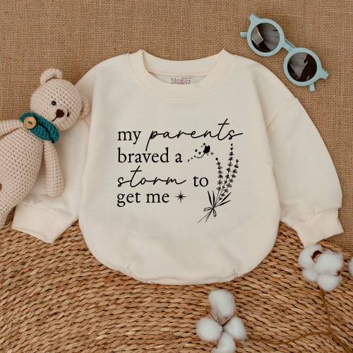 My Parents Braved a Storm to Get Me Romper, IVF Baby Bodysuit, New Baby Bodysuit, Newborn Clothes, Pregnancy Announcement, Baby Shower Gift