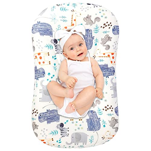 Hooyax Baby Lounger Slipcover for Newborns, Removable Infant Floor Seat, Padded Lounger Cover with Animal Design