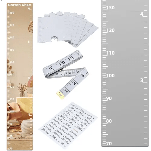 Growth Chart Mirror,Mirror Growth Chart for Wall, Growth Chart Mirror for Wall,Children's Growth Chart Mirror, Puzzle Mirror Growth Chart, Foldable Height Measuring Mirror, Bedroom Wall Decor