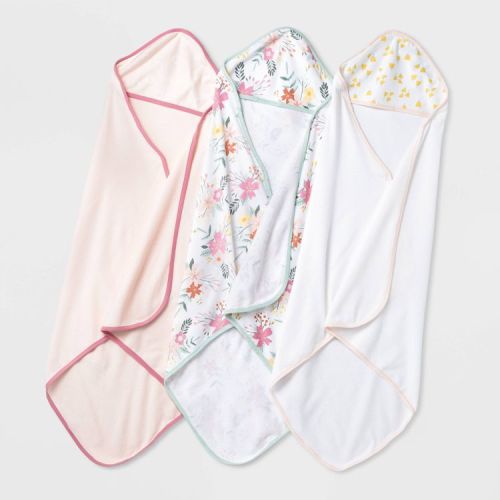 Baby Girls' 3pk Floral Meadow Hooded Towel - Cloud Island™ Pink