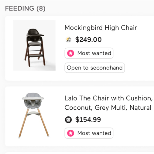 ($150-250) Secondhand High Chair Group Gift