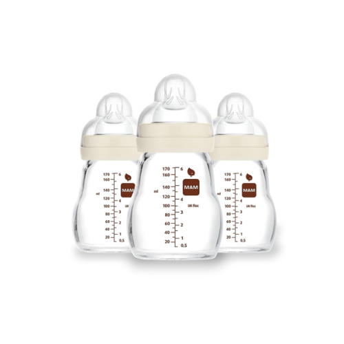 MAM Feel Good Slow Flow Premium Glass Baby Bottles, Easy Switch Between Breast and Bottle, 5oz, 0+ Months, Unisex, 3 Pack