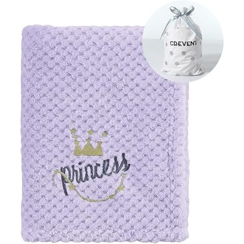 CREVENT 30''X40'' Cute Cozy Fluffy Warm Baby Blanket for Girls Infants Toddlers' Bedding Crib Cot Stroller, Baby Shower Birthday Newborn's Gift - Purple Crown 75X100cm