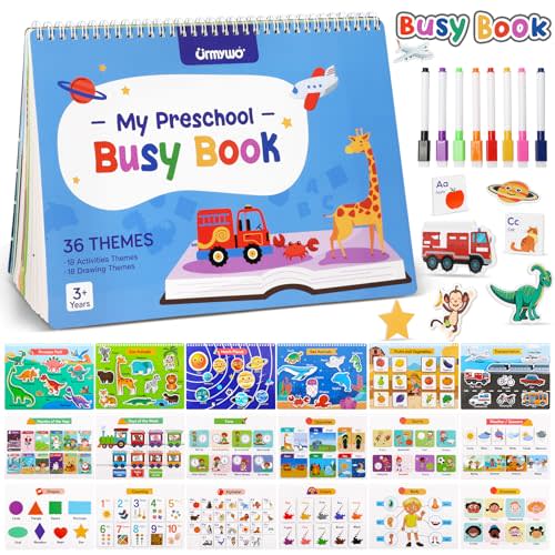 Busy Book for Toddlers, Preschool Learning Activities, Montessori Learning Educational Toys, Tracing Activity Coloring Books for Kids Ages 3-8, Autism Sensory Travel Toys, Christmas Birthday Gifts
