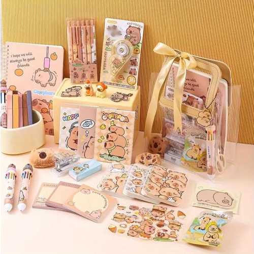 Capybara-Themed 13 and 7pcs Stationery Set, Perfect gift for Christmas, stationary gift bundle