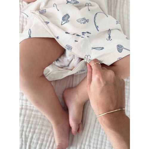 Cotton Shortie Romper - Fishing