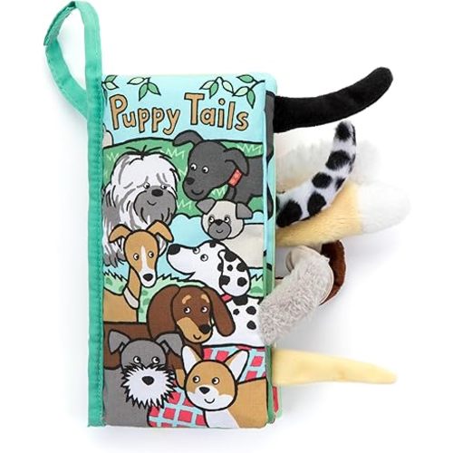 Jellycat Puppy Tails: A Soft Activity Baby Book Children's Book | Baby Gift