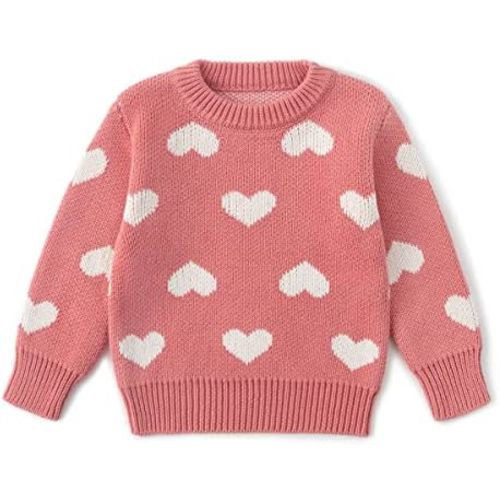 Simplee kids Baby Pullover Sweater Valentines Outfit Love Embroidery Knit Sweaters Coat for Autumn Fall and Winter