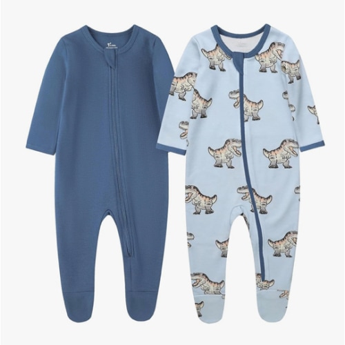 O2 BABY Baby Boys Girls Organic Cotton Zip-Front Sleeper Pajamas, Footed Sleep 'n Play